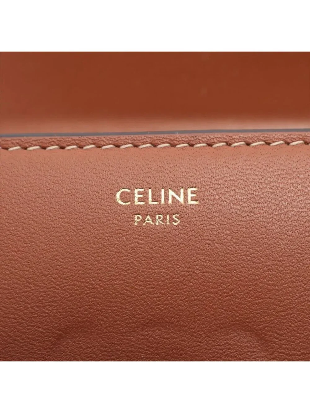 Celine Triomphe Small Flap Wallet Leather Trifold Brown Gold